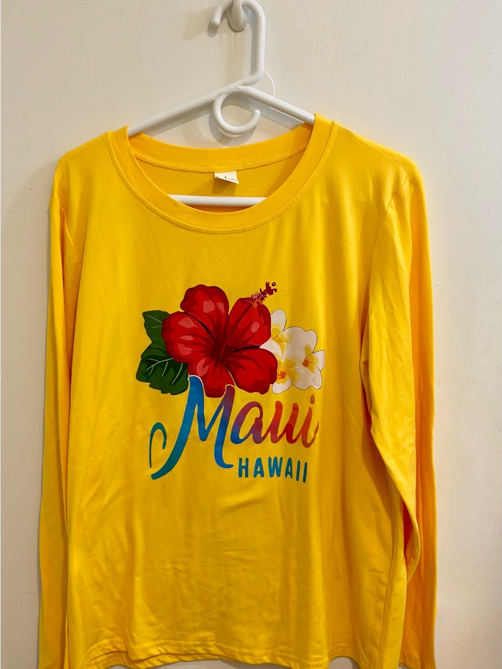 Ladies Yellow 'Maui Hawaii' Floral Long-Sleeve Shirt